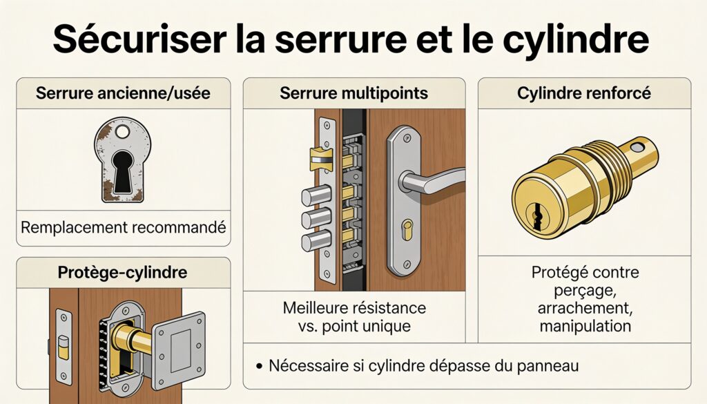 Commencer par sécuriser la serrure et le cylindre